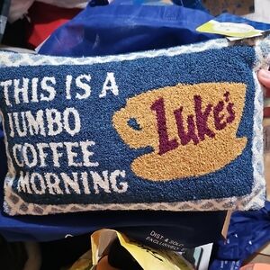 Gilmore Girls Blue and Tan Jumbo Coffee Morning Pillow